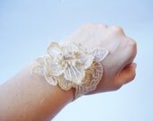 Golden Tinsel Lace Bracelet, Women accessories, Bridal cuff, Bridesmaids Accessories, Homecomig,