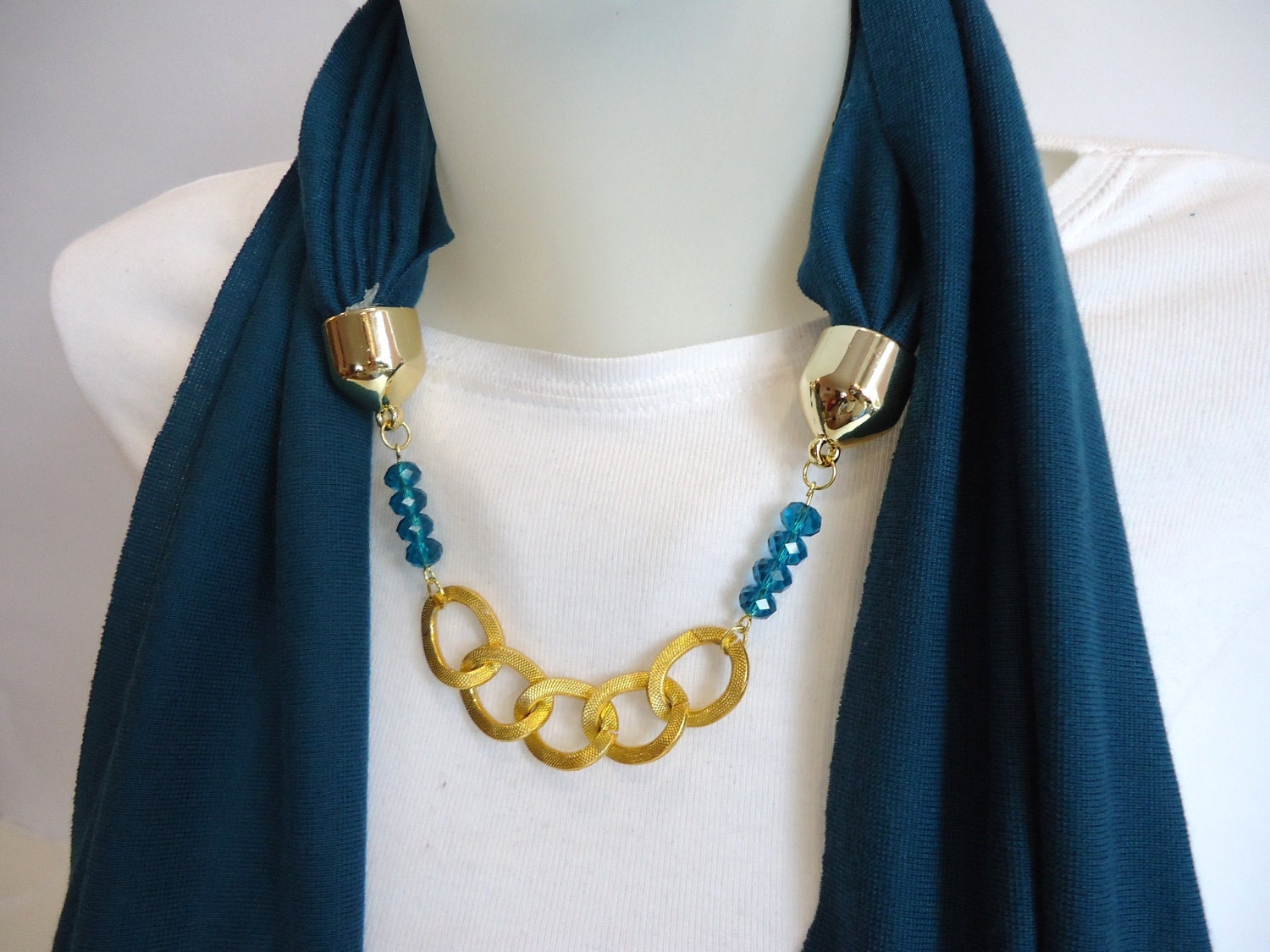 Scarf, Teal Turquoise Blue Women Jersey Scarf, Woman Scarf