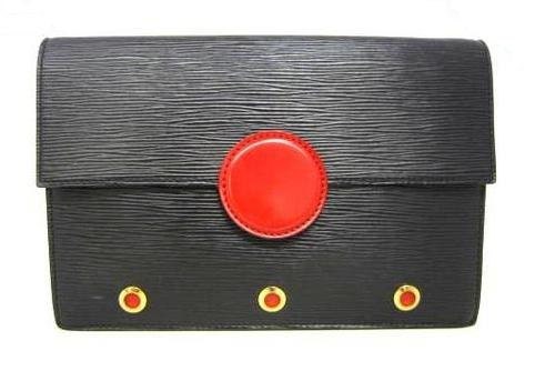 Early 90s Vintage Louis Vuitton rare epi mod clutch purse with a red eye catchy bull.