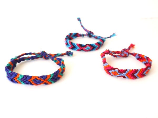 Woven Friendship Bracelets, South American, Bright Colors, SET OF 5