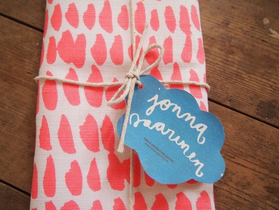 Hand printed 'Hundreds & Thousands' tea towel in 100% Linen