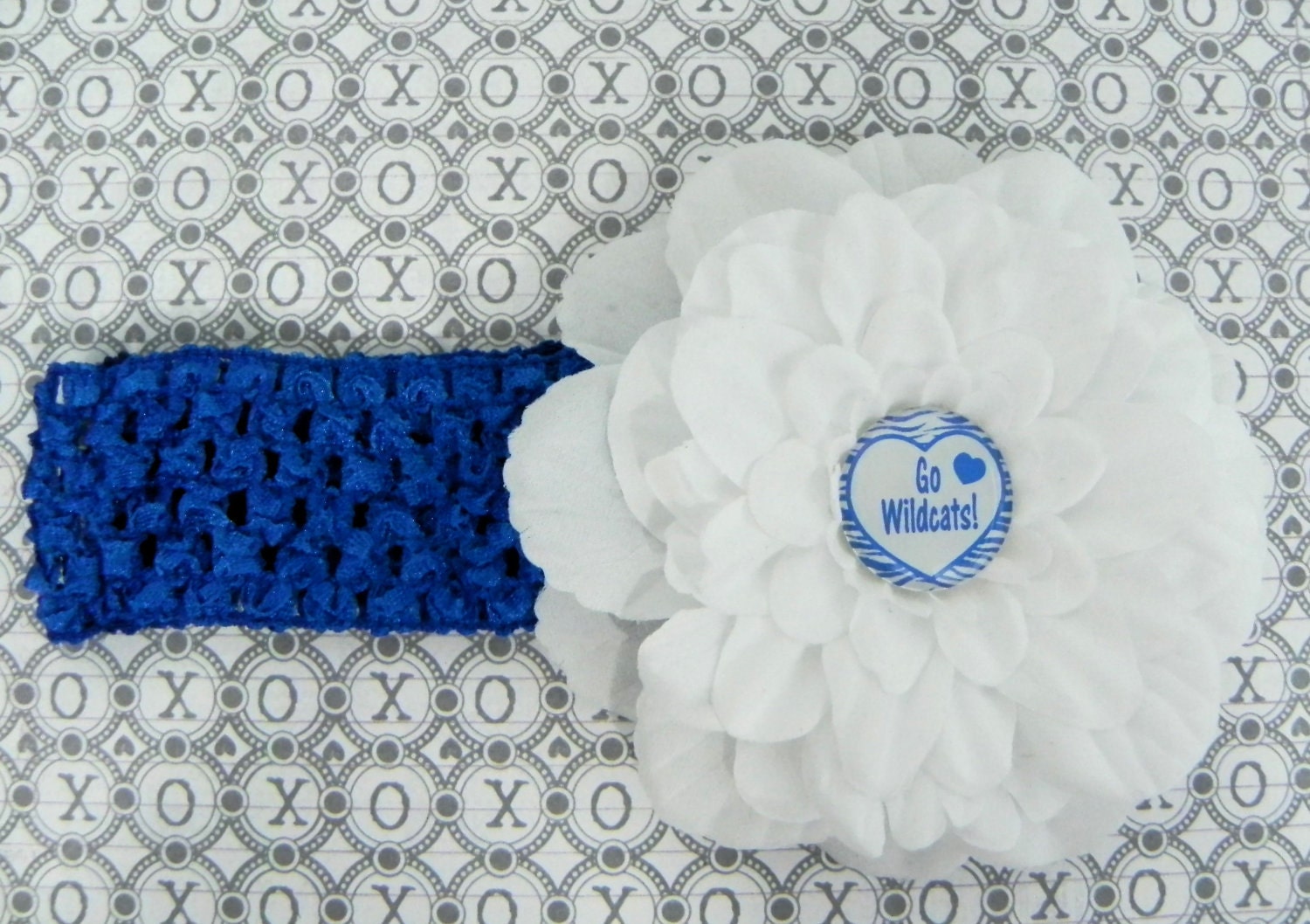 UK Kentucky Wildcats Inspired Peony Flower Headband