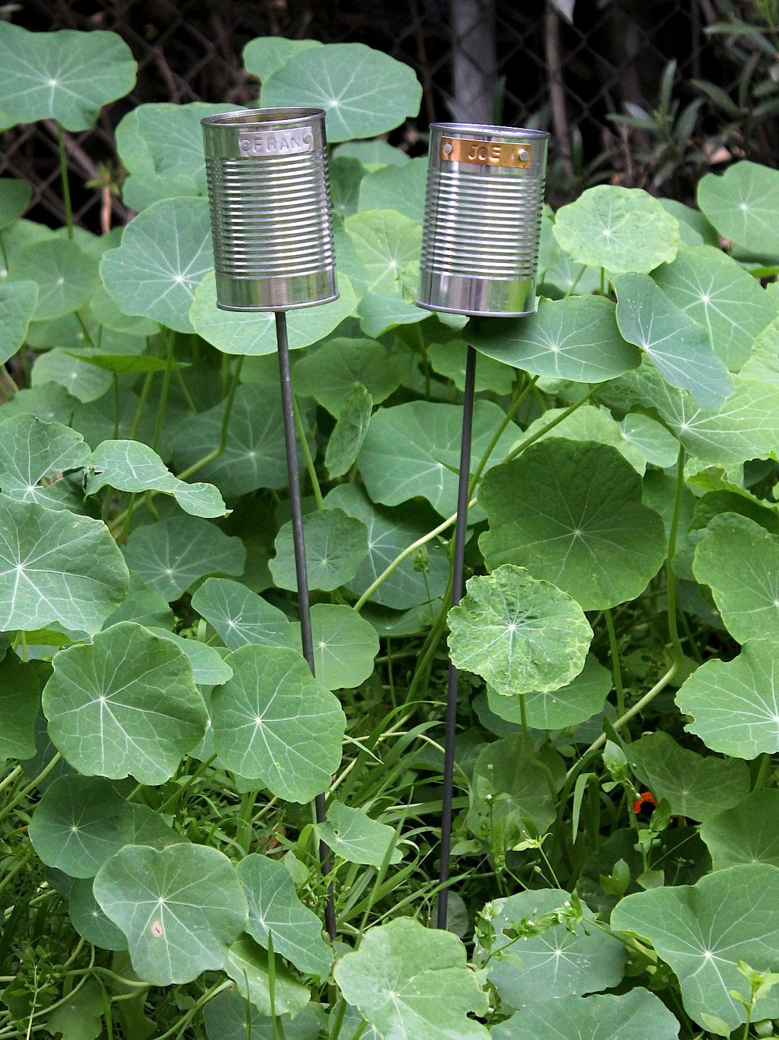 2 Hobo Tin Can Beer Holders/ Garden Drink Holders