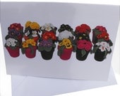 Blank Card with photo of crochet flowers in a row