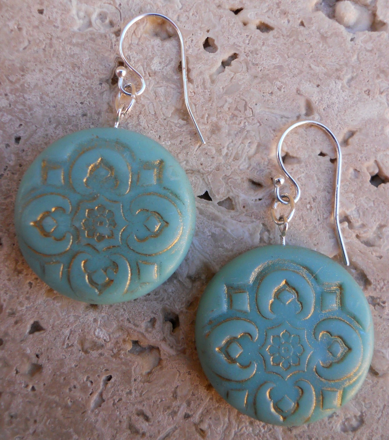 Jade Green Earrings - Sterling Silver - Jade Green Polymer Clay Earrings