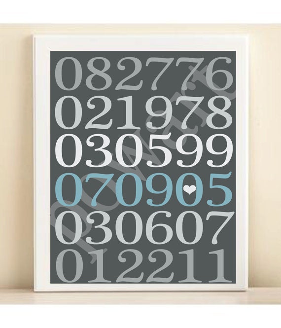 Personalized Subway Art Special Date Print: Custom Birthday, Engagement, Wedding Date Poster in Gray, White, Blue