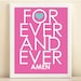 Typography Art Print: "Forever And Ever Amen" 8x10 Quote Poster in Pink & Blue
