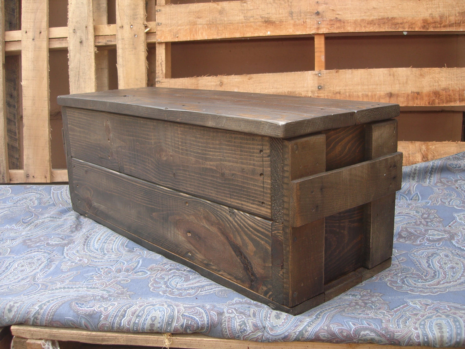 Primitive Wood Box, Storage Chest, Trunk, Wooden box, primitive home decor style 104