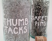 Glass Organizer Bottle (1/2 Liter) : Design your own storage container - Custom, Hand-Painted (w/ a little cork stopper)