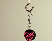 Zebra Striped Heart Earrings