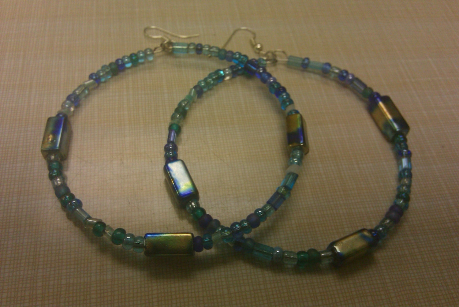 Large Blue Hoop Earrings