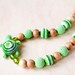 Nursing necklace / Breastfeeding Teething necklace, Teething amigurumi toy Turtle - in Christmas green & light green slinging mom accessory 