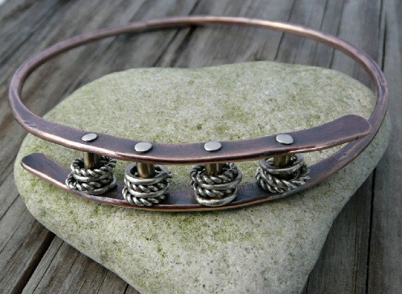 Forged, Cold Connected Copper Bangle Bracelet