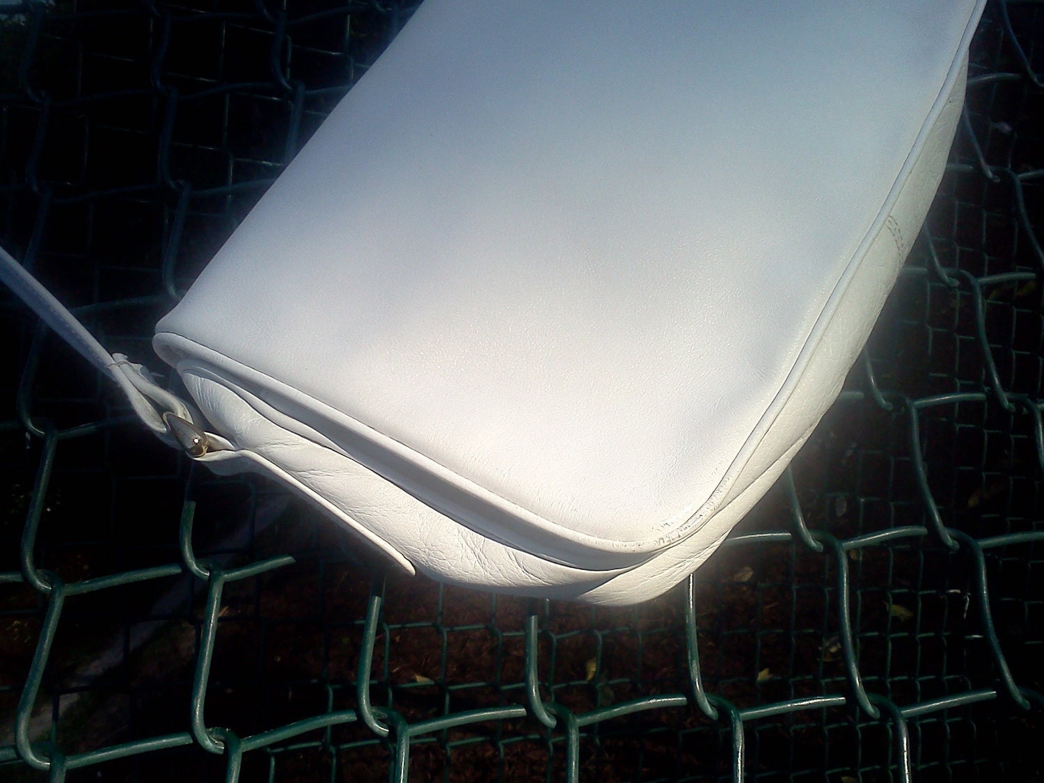 Vintage White Leather Purse