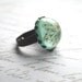 Real Flower Ring Resin Jewelry 05 Turquoise Mint Jade Green Queen Anne's Lace Botanical Specimen Antique Adjustable Rustic Natural Woodland