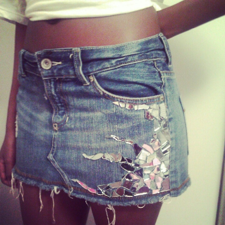 Jean skirt broken / cracked mirror design