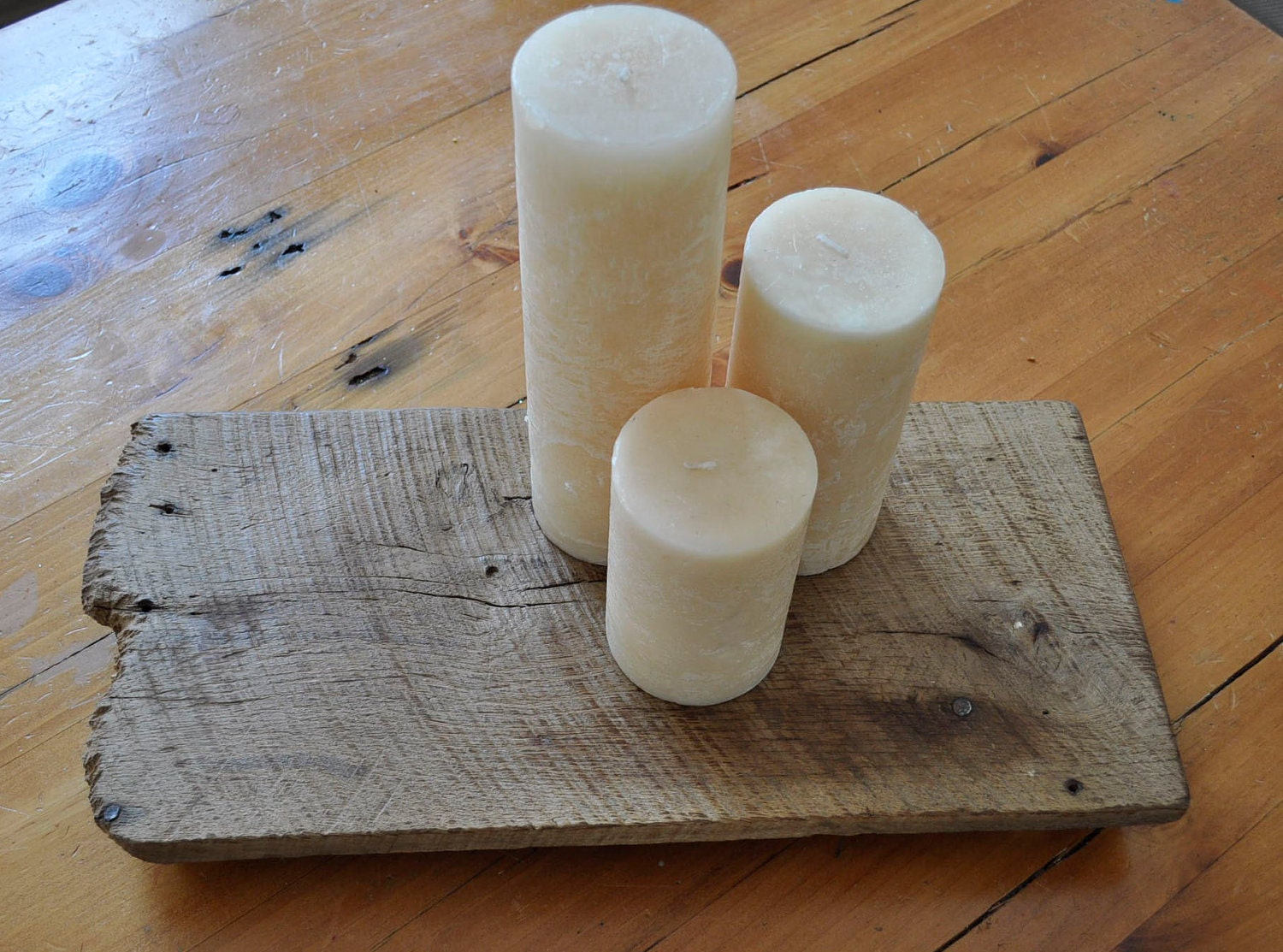 Antique barn wood display, tray, candle holder