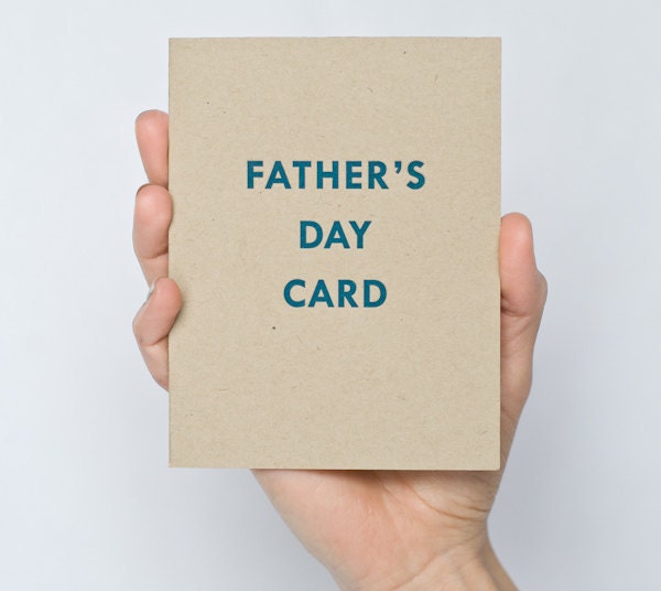 Letterpress Father's Day Card - Kraft Paper - Peacock Blue Ink