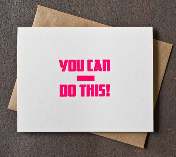 Letterpress Encouragement Card - Mature - You Can (swear) Do This - Neon Pink