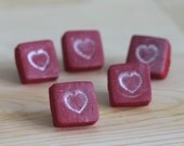 decorative heart thumbtack push pins, red clay
