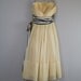 RESERVED vintage 50s prom dress // 1950s cream gown with striped bow