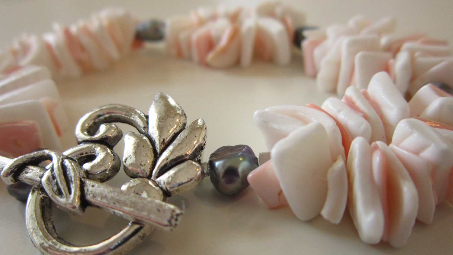 Pink and White Puka Shell and Abalone Bracelet - Beach, Ocean, Tropical, Vacation, Hawaii, For Her, Beach Lover, Sea Lover