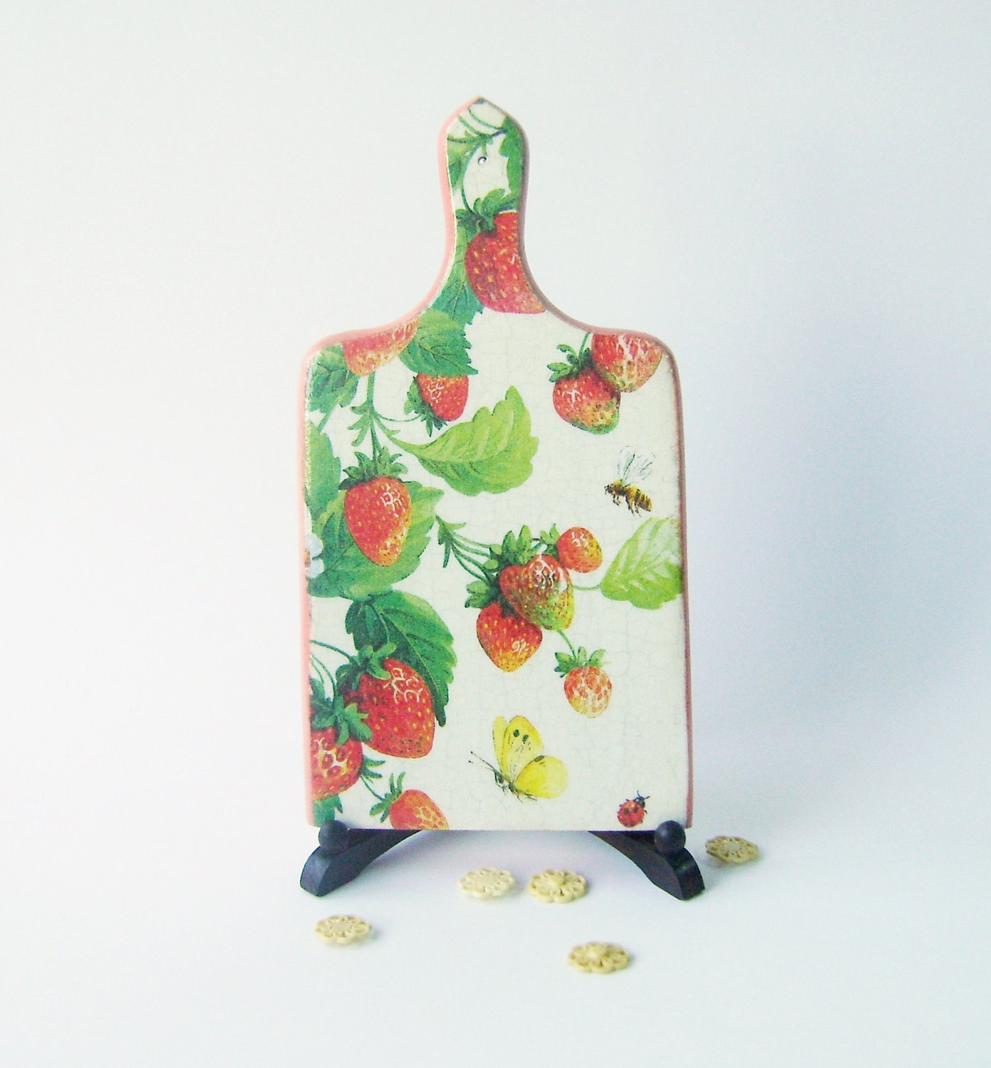Decorative Wood Cutting Board Decoupage Fruits Wall Strawberries