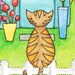 Cat Art Caravan Beach Painting Reproduction Print