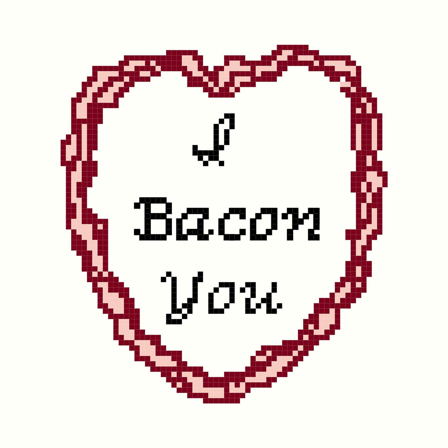 3 Cross Stitch Patterns -- I Bacon You, Bacon Heart, set of 3 baconated patterns