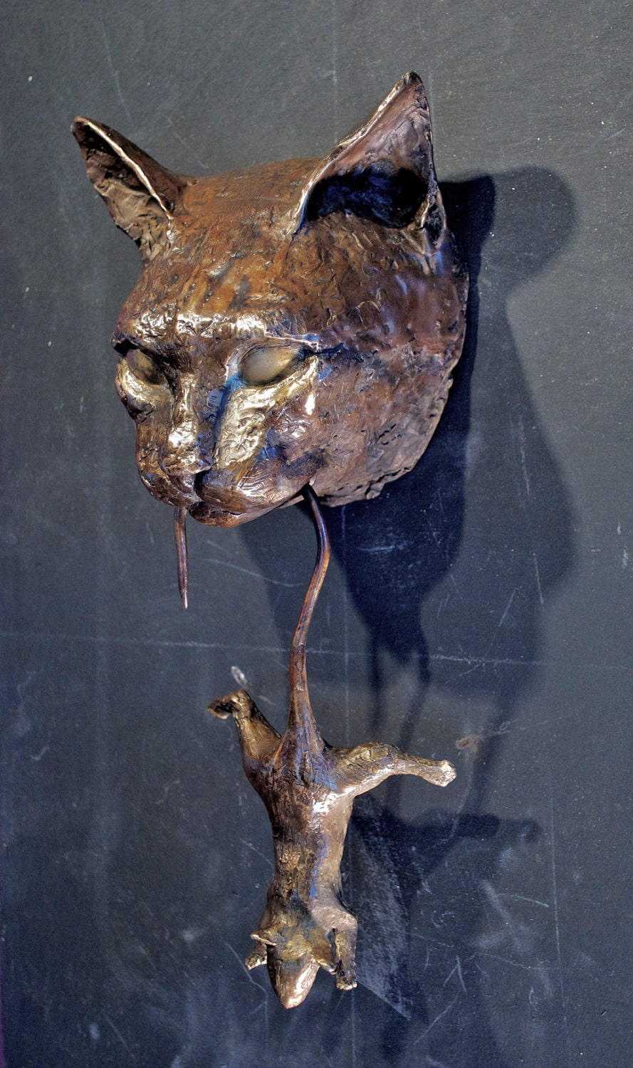 Cat Door Knocker Bronze Sculpture