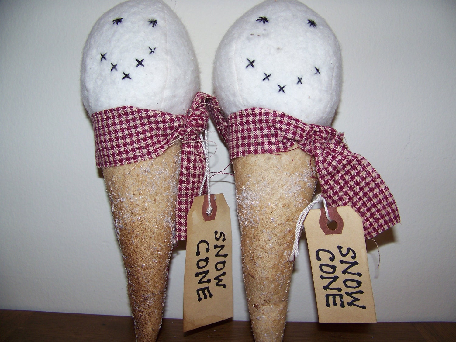 Set of 2 Primitive Snow Cone Ornaments/Tucks/Bowl Fillers