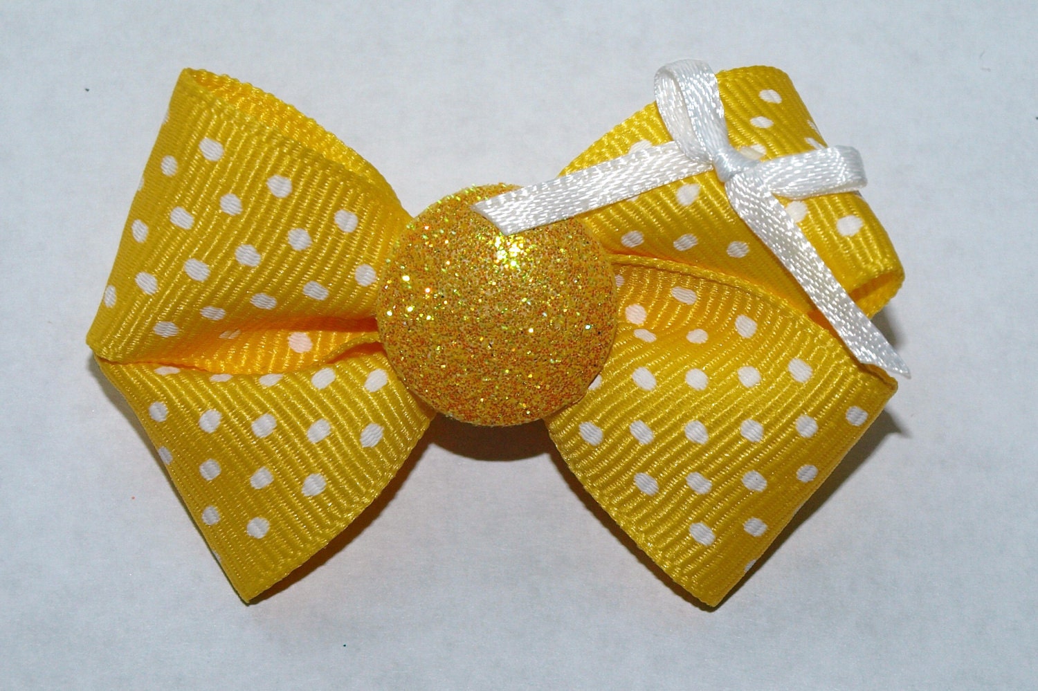 yellow polka dot doggie bow, or girl's bow