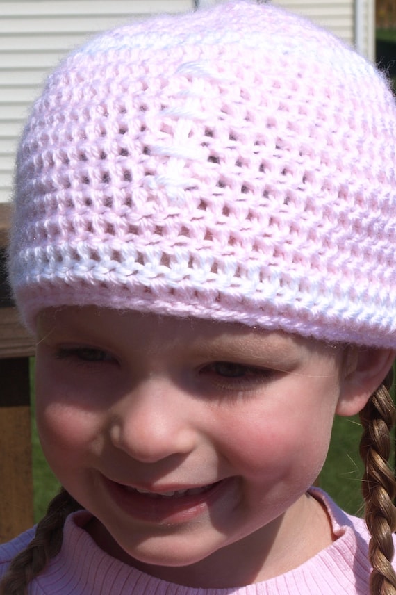pink crochet football beanie- sports hat- girls
