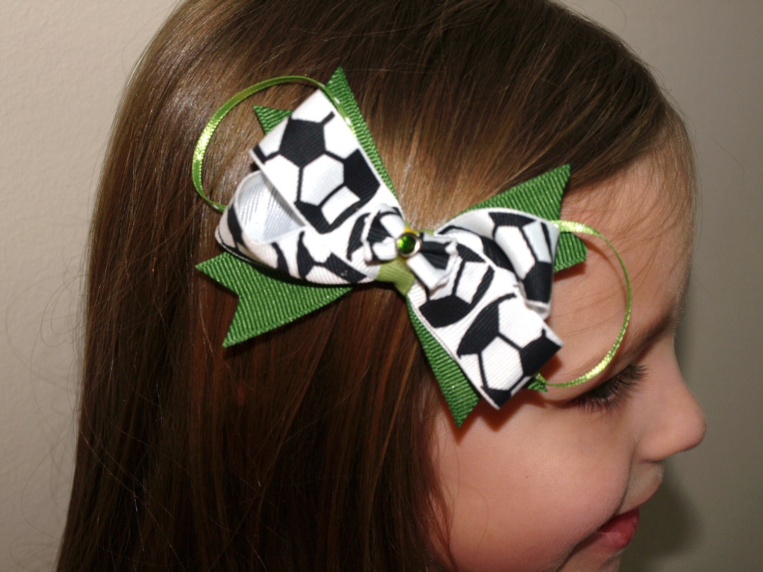 custom colors soccer hair bow