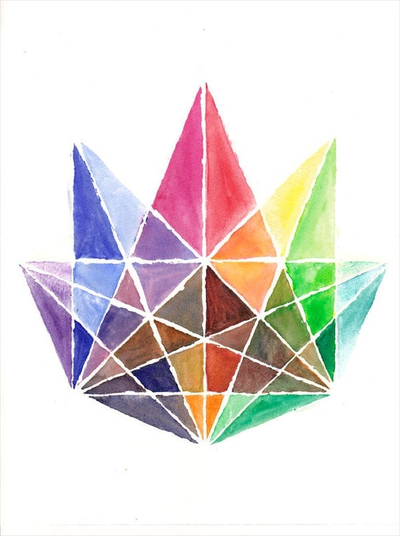 Geometric Crystal - Original Water Color Painting