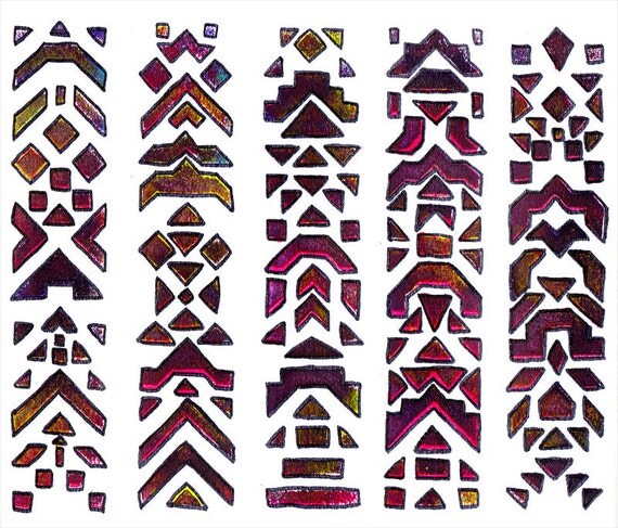 Modern Tribal Pink Mayan Print - Limited Edition Geometric Print