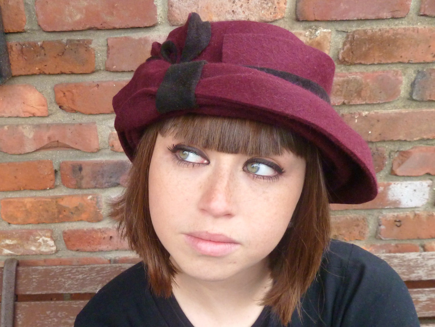 Burgundy and Dark Chocolate Brown Draped Hat