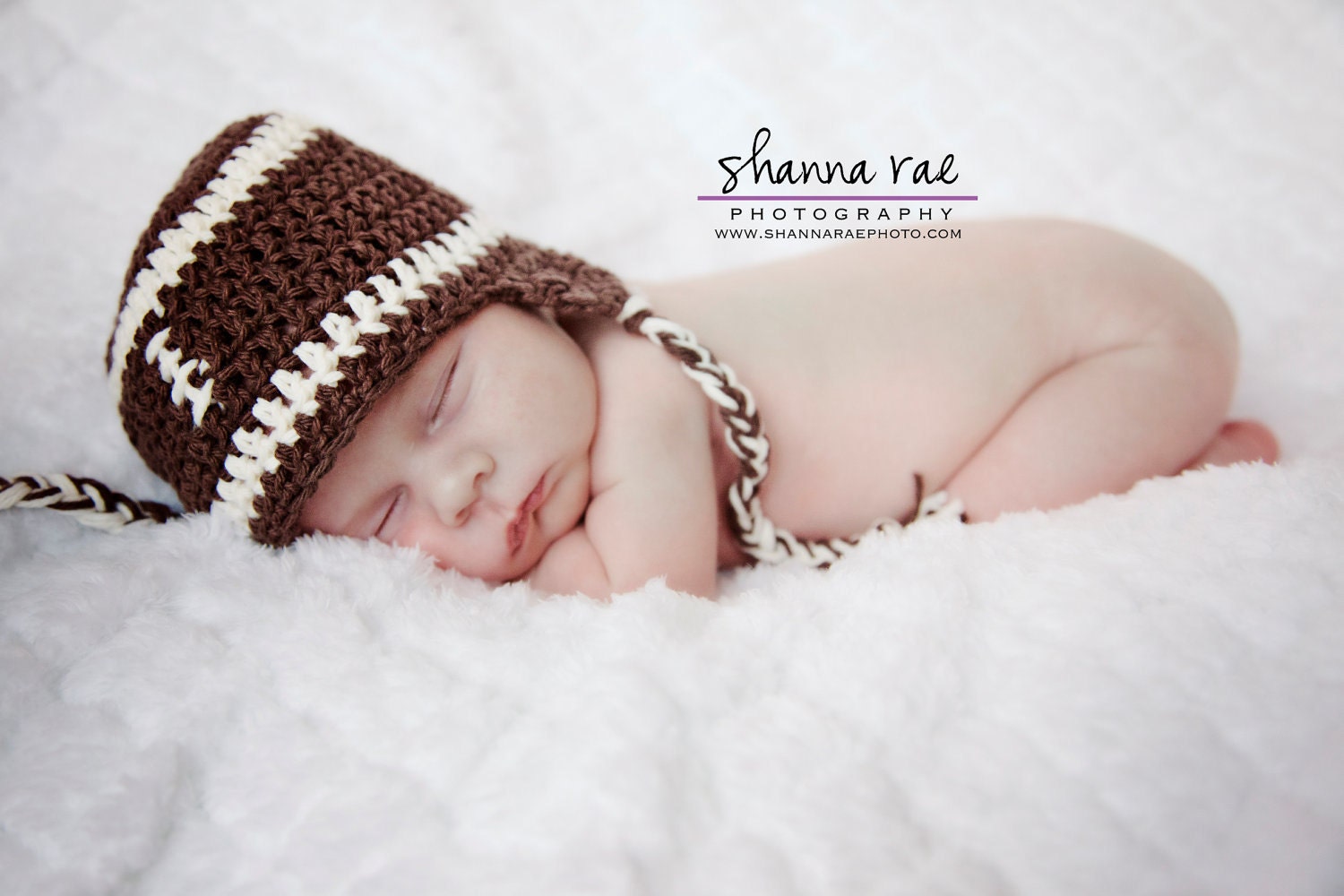 Baby Boy Hat, Crochet Football Hat with Earflaps,  Newborn photo prop, Newborn - 3 to 6 months - 6 to 12 months
