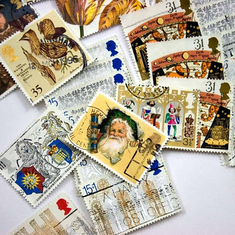 45 Gold Silver Vintage UK Stamps Mixed Used Collection