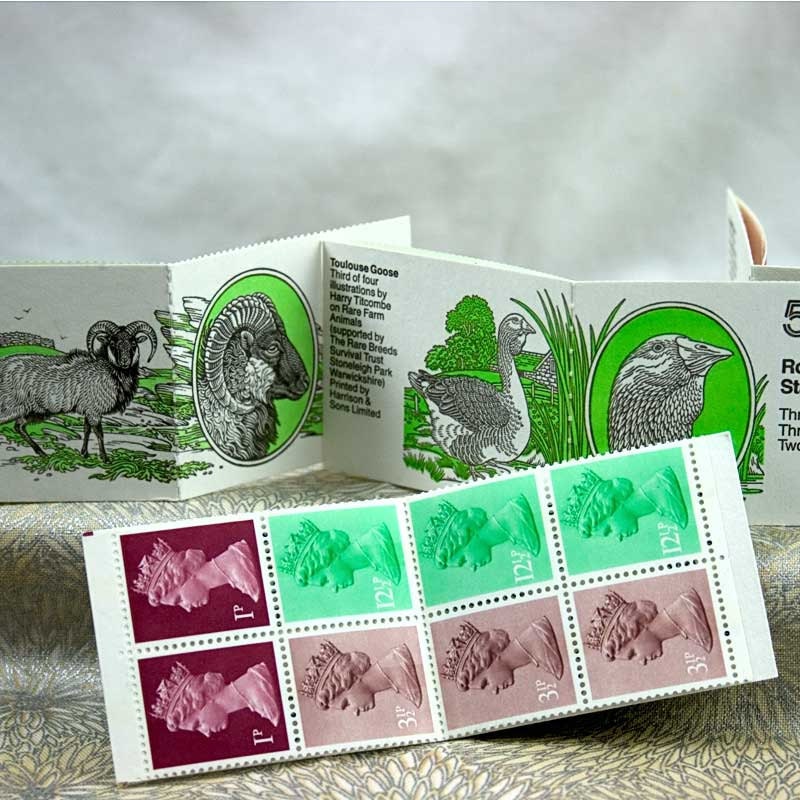 Four 50p British Folded Stamp Booklets - Rare Farm Animals