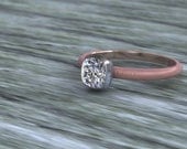 Diamond Solitare Engagement Ring 14K Rose Gold 14K White Gold Bezel Set