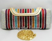 LONG MULTICOLOR CRYSTAL Evening Clutch Bag