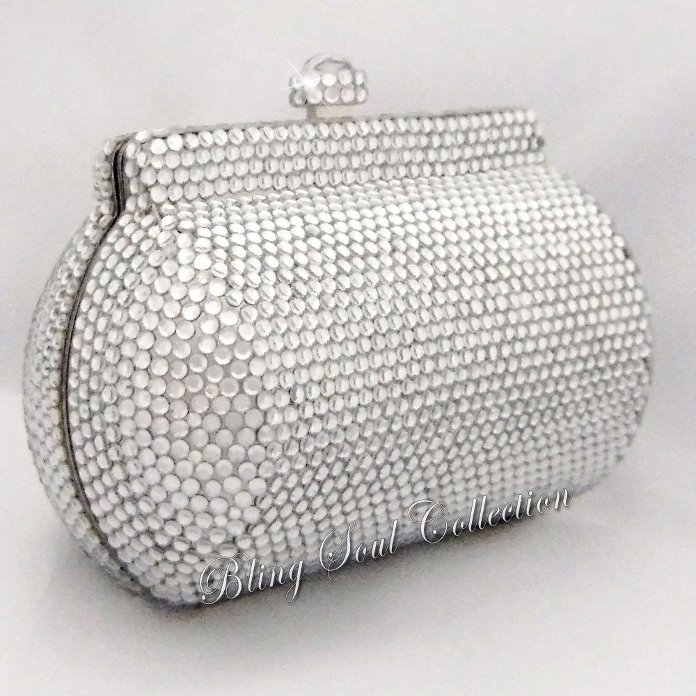 CLASSIC SILVER SECRET Box Crystal Clutch Purse