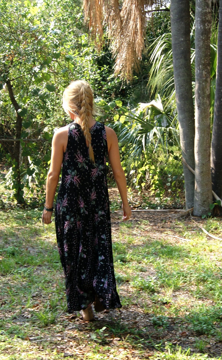 Black Flowy Bohemian Floral Maxi Dress