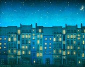 Paris illustration - You are not alone - Fine art illustration - Fine art prints - Art Posters - Paris art, Paris decor, Wall art, turquoise