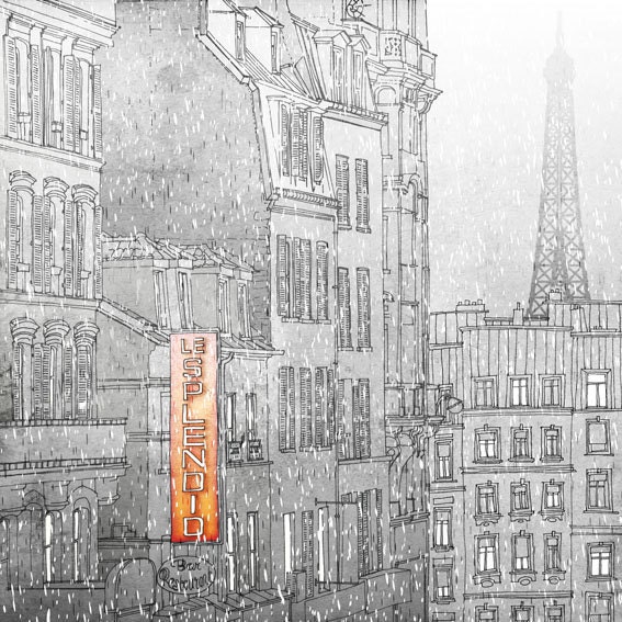 Winter in Paris  - Paris illustration - Paris art illustration print - Paris decor -Love, grey, white, Eiffel tower,Paris,France, French - tubidu