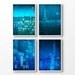 SET of any FOUR 5x7" fine art illustration prints - Art illustration print,Paris print, Blue Paris illustration, French fine art, France