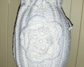 crochet bags and purses white drawstring wedding accessory Free shipping 48 contiguous states