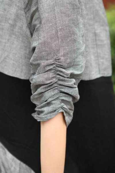Linen Contrast Color Long Dress- Made to order
