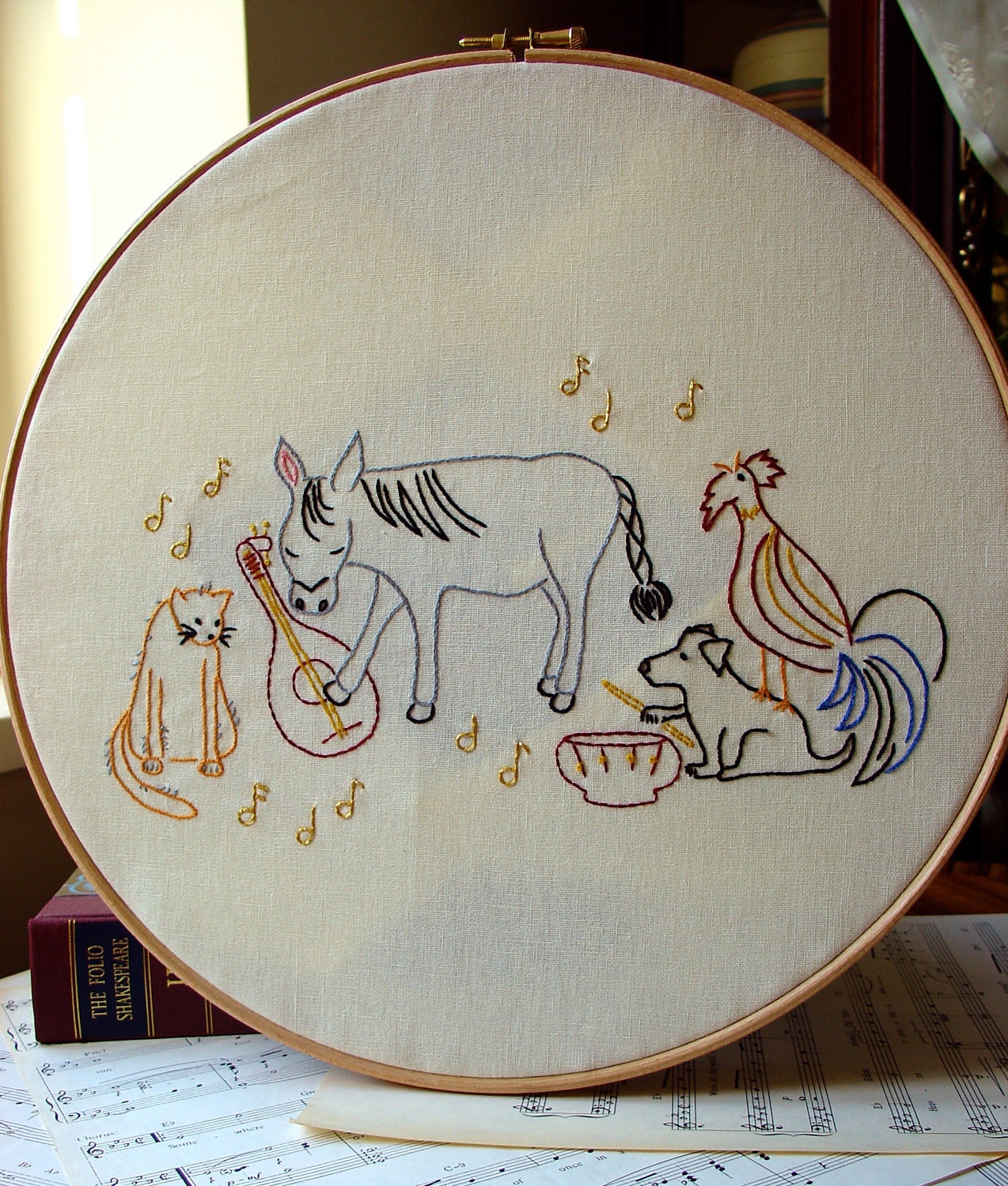 Musicians of Bremen - Embroidery Pattern PDF - Fairy Tale - Brothers Grimm - Cute Animal Band